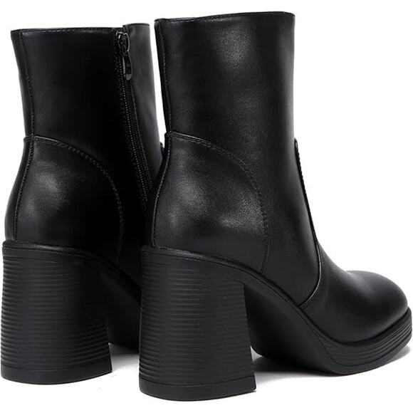 Womens 90s Y2K Goth Fairy Grunge Chunky‎ High Heel Square Toe Zip Up Ankle Boots - Picture 7 of 12